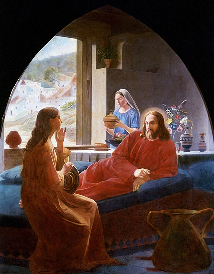 Jesus with Mary and Martha by Christen Dalsgaard