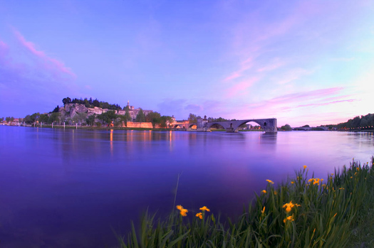 Avignon from Rhone River, Provence, France