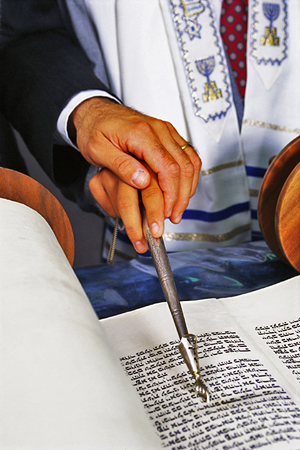 Judaic ceremony with holy text