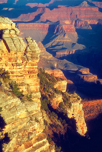 Dramatic rocky landscape of Grand Canyon