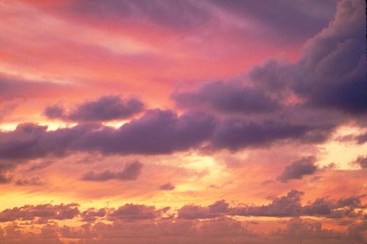 Purple haze sunset with clouds