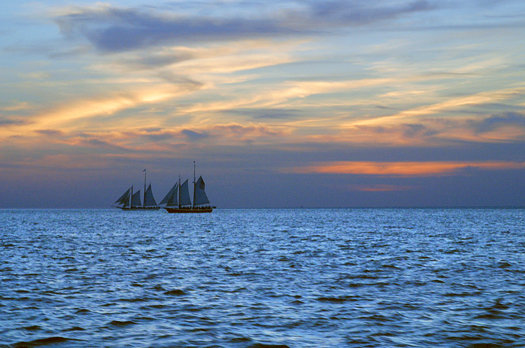 Sailing yacht. Sunset