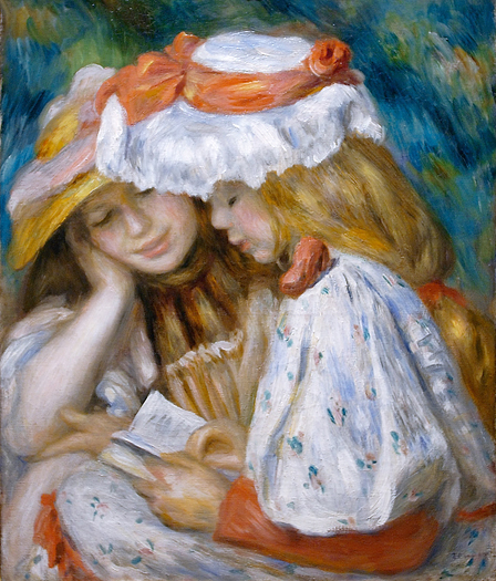 Two girls reading by Pierre Auguste Renoir