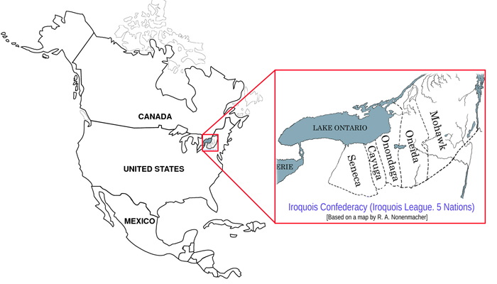 Iroquois Confederacy (Iroquois League. 5 Nations) Mohawk, Oneida, Onondaga, Cayuga, Seneca