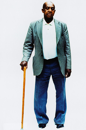 Old man with a walking stick