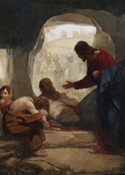 Christ among the lepers by J. Kirk Richards Christ among the lepers by J. Kirk Richards