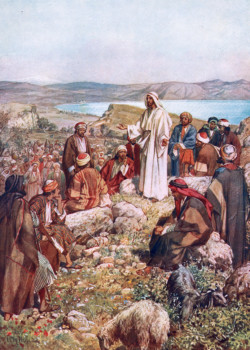 Jesus teaching crowds on a high plain by William Hole Jesus teaching crowds on a high plain by William Hole