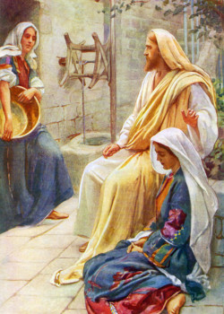 Jesus at the home of Martha and Mary by Harold Copping Jesus at the home of Martha and Mary by Harold Copping
