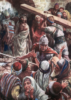 Simon Of Cyrene Carries Jesus Cross by Harold Copping Simon Of Cyrene Carries Jesus Cross by Harold Copping