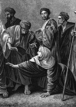 A woman healed by touching the garment of Jesus by Alexandre Bida A woman healed by touching the garment of Jesus by Alexandre Bida
