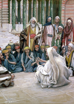 Jesus Speaks Near the Treasury by James Tissot Jesus Speaks Near the Treasury by James Tissot