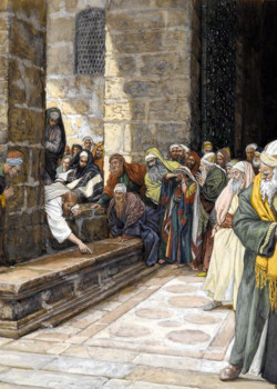 The adulterous woman - Christ writing upon the ground by James Tissot The adulterous woman - Christ writing upon the ground by James Tissot