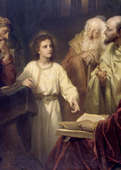 Jesus in the temple by Heinrich Hofmann Jesus in the temple by Heinrich Hofmann