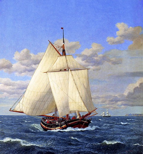 A Danish Yacht Passing Stevns by Christoffer Wilhelm Eckersberg
