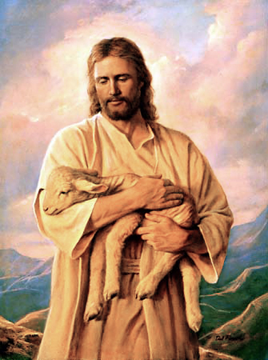 Jesus with lamb by Del Parson