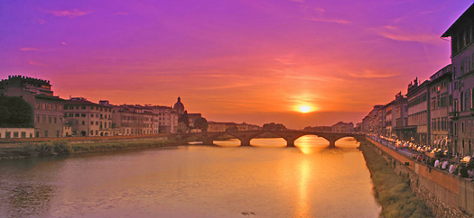 Arno River at sunset Florence, Italy