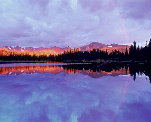 Red Rock Lake Rainbow Reflection True Love by Robert Castellino