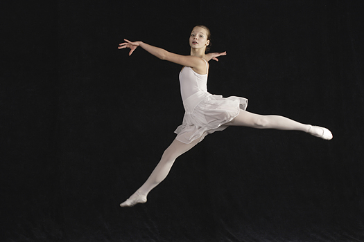 Young ballerina in flight