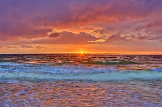 summer landscape with ocean sunset