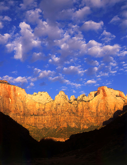 The formation called The Towers of the Virgin in Zion National Park located in southwest Utah.