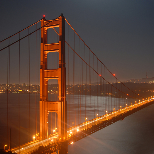 Golden Gate by night from Marin Headlands, San Francisco, California