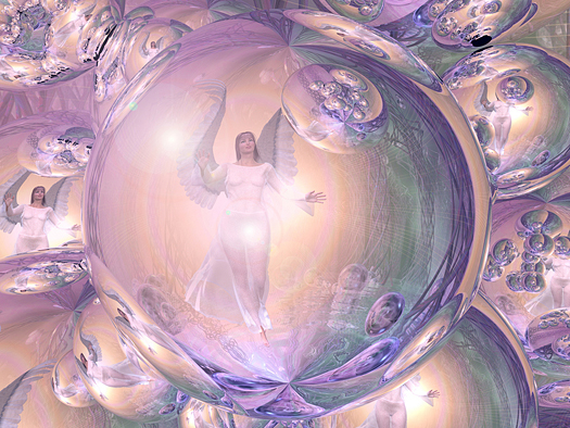 An Angel reflected in crystal balls