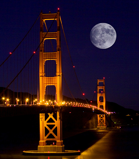 Full moon aver Golden Gate Bridge