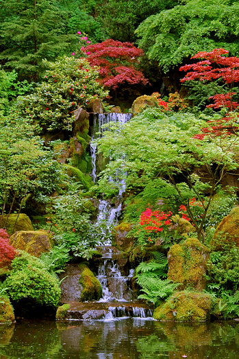 Japanese Garden Waterfall in Portland, Oregon