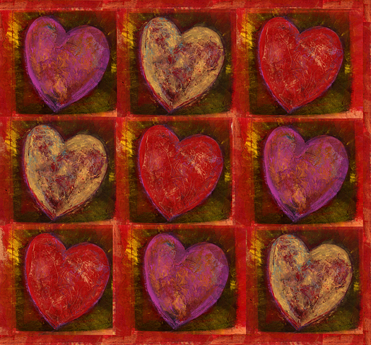 Mixed medium Heart pattern painting