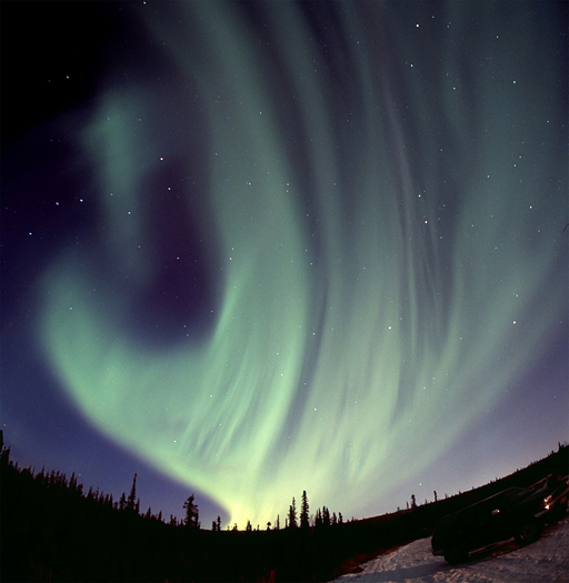 One of the powerful aurora borealis displays near Fairbanks, AK, November 2005 120 format slide scan (Provia 400F).