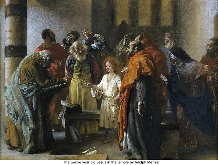 The twelve year old Jesus in the temple by Adolph Menzel