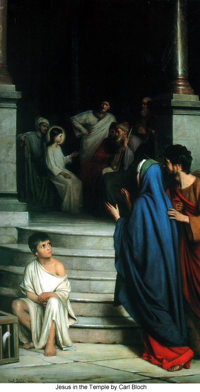 Christ teaching at the temple by Carl Bloch