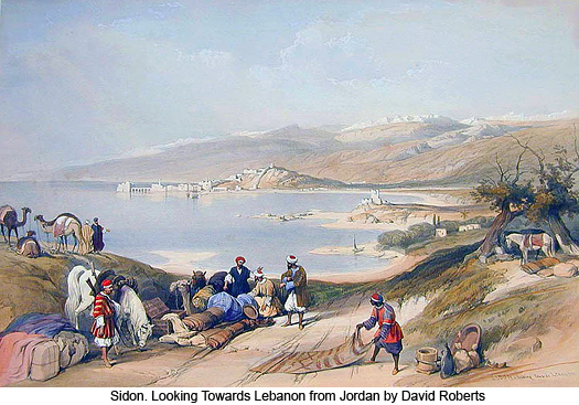 Sidon, looking towards Lebanon from Jordan by David Roberts