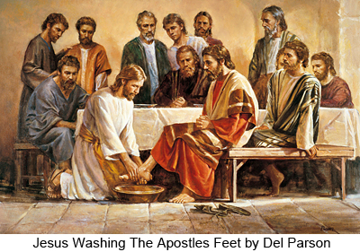 Jesus Washing The Apostles Feet by Del Parson