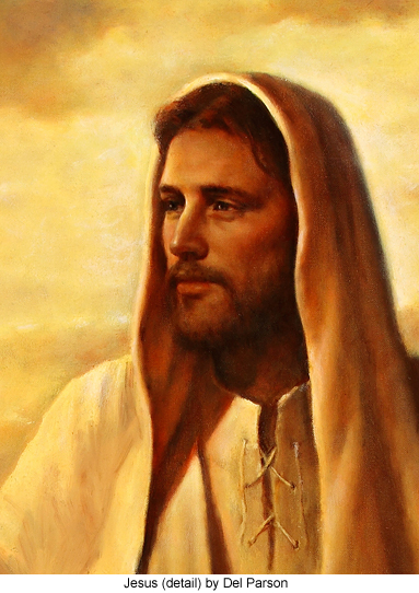 Jesus portrait detail from The 13th Resurrection Appearance by Del Parson