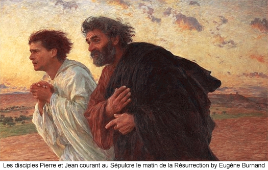 Les disciples Pierre et Jean courant au Sepulcre le matin de la Resurrection by Eugene Burnand