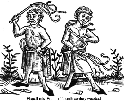 Flagellants, From a fifteenth century woodcut.
