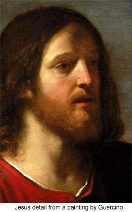 Jesus detail from a painting by Guercino