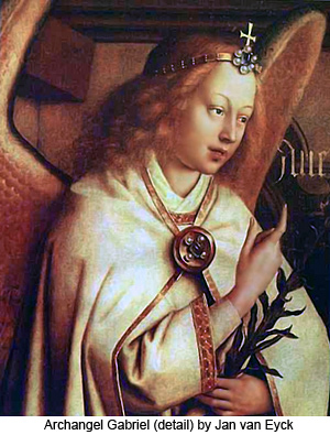 Archangel Gabriel (detail) by Jan van Eyck