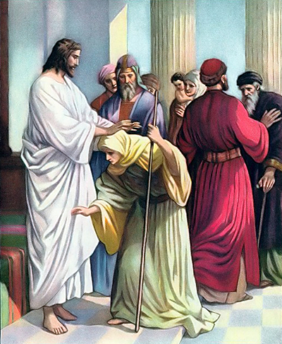 Jesus heals the crippled woman
