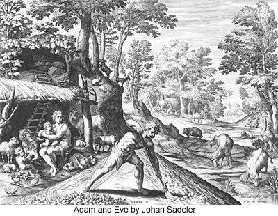 Adam and Eve after the fall by Johan Sadeler