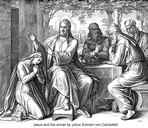 Jesus and the sinner by Julius Schnorr von Carolsfeld