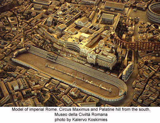 Circus Maximus and Palatine hill, imperial Rome model