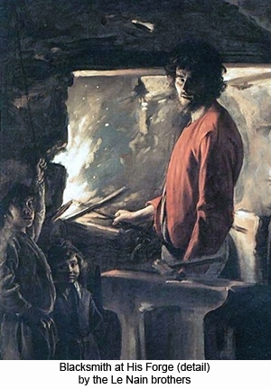 Blacksmith at His Forge (detail) by the Le Nain brothers