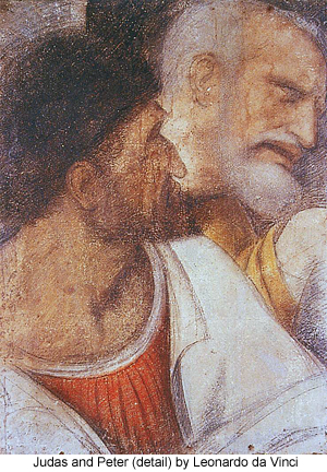 Judas and Peter (detail) by Leonardo da Vinci