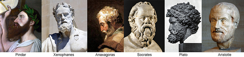 Pindar Xenophanes Anaxagoras Socrates Plato Aristotle