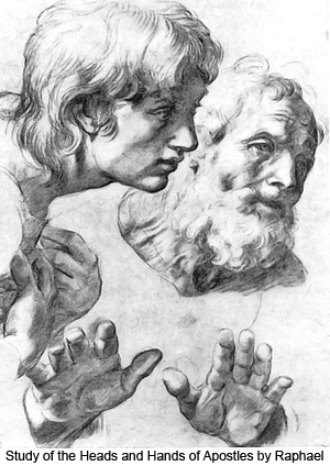 Study of the Heads and Hands of Apostles by Raphael