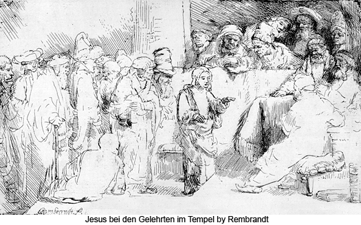 Jesus bei den Gelehrten im Tempel by Rembrandt