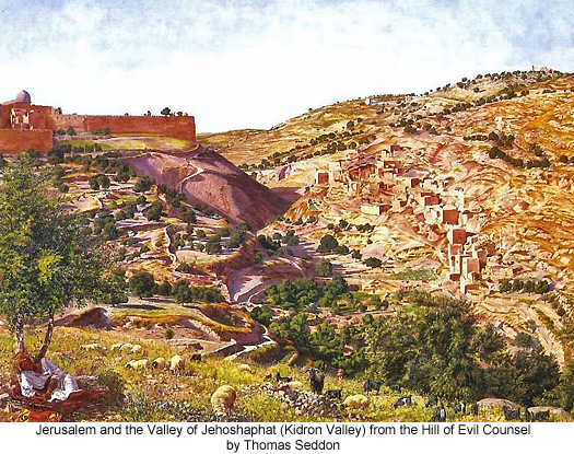 Jerusalem and the Valley of Jehoshaphat (Kidron Valley) from the Hill of Evil Counsel by Thomas Seddon