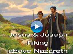 Jesus and Joseph hiking above Nazareth by Michael Malm